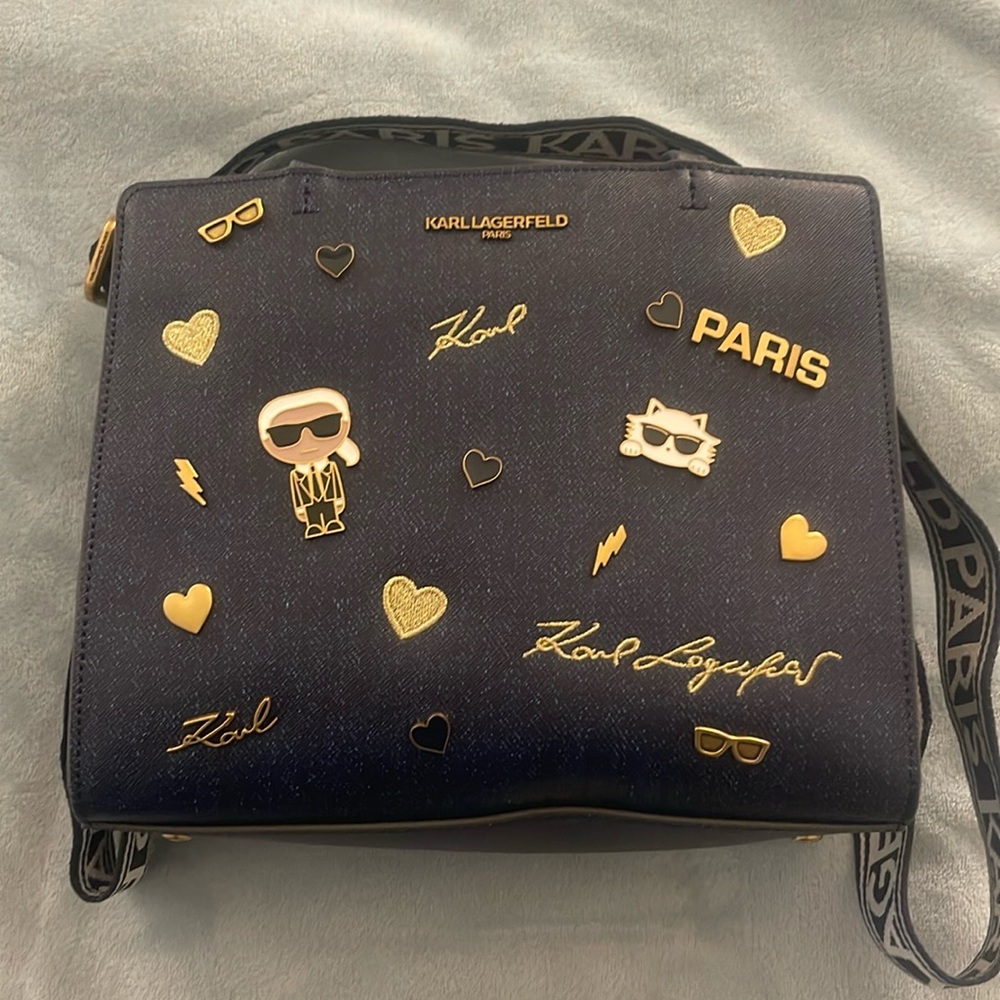 Denim like Karl Lagerfeld Bag with handle & Adjustable Guitar StrapS